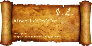 Vincz Lóránt névjegykártya